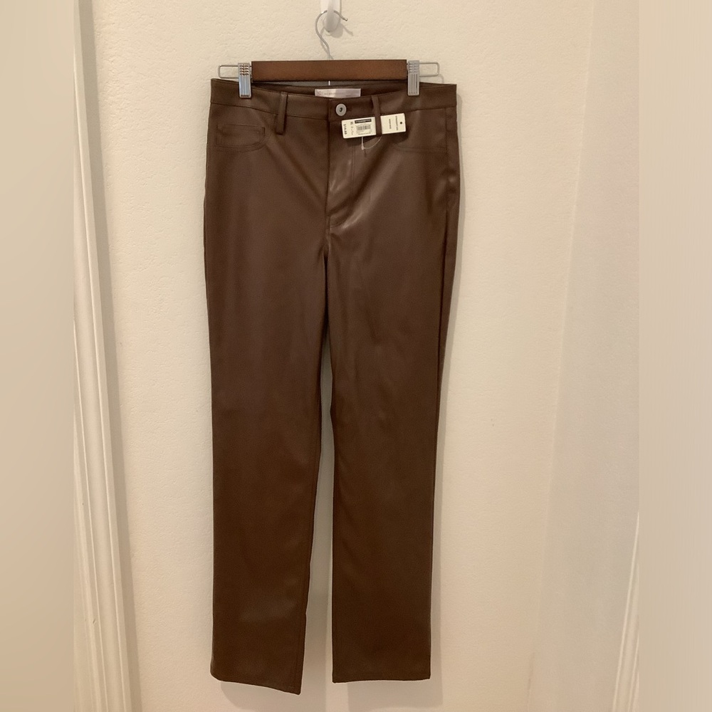 No boundaries faux leather high rise straight leg pant